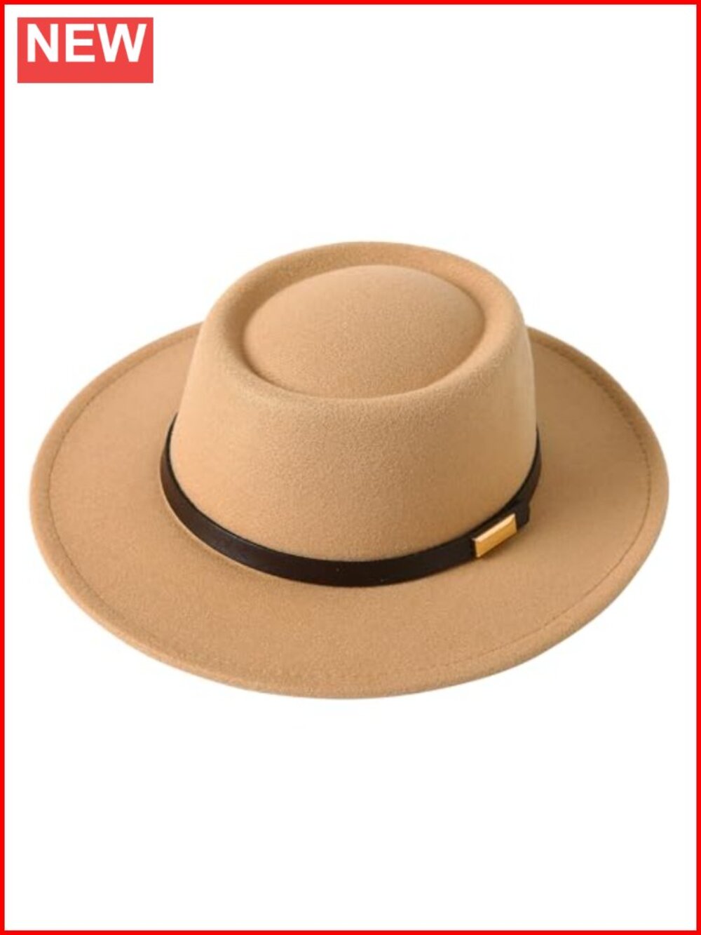 Vintage Wool Fedora Hat Wide Brim with Belt Buckle Panama Jazz Hat